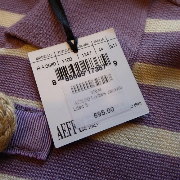 Moschino Cheap and Chic Ladies Lilac Cream Striped Knit Sweater Jacket USA SZ 10 - Picture 9 of 16